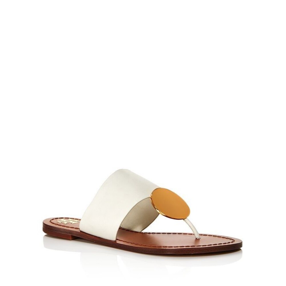 Tory Burch Patos Disk Thong Sandals White Gold Womens 9.5 - Picture 14 of 14